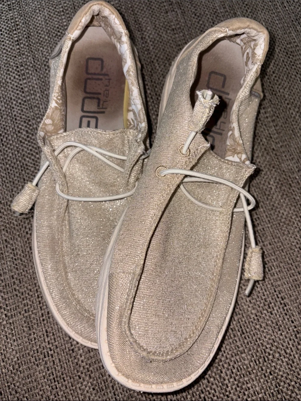 Hey dude, sparkle slip on shoes size 8